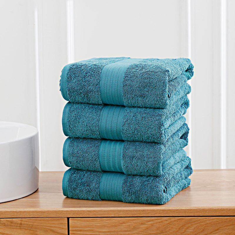 Linenland 4 Piece Cotton Bath Towels Set - Blue Payday Deals