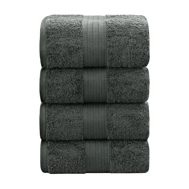 Linenland 4 Piece Cotton Bath Towels Set - Charcoal Payday Deals