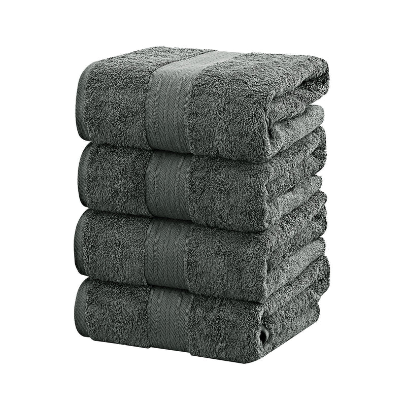 Linenland 4 Piece Cotton Bath Towels Set - Charcoal Payday Deals