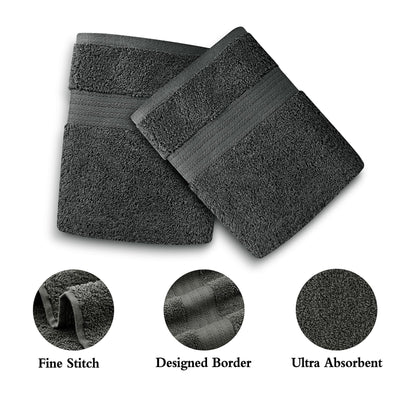 Linenland 4 Piece Cotton Bath Towels Set - Charcoal Payday Deals