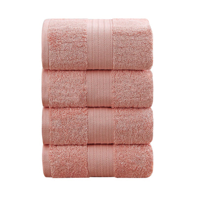 Linenland 4 Piece Cotton Bath Towels Set - Coral