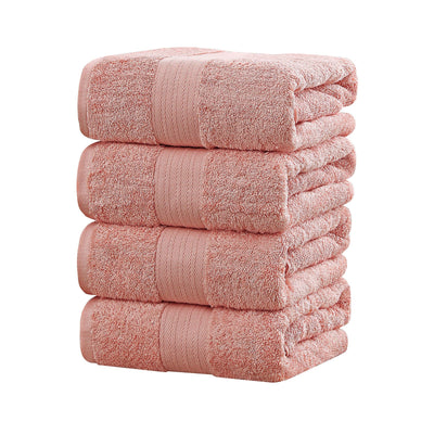 Linenland 4 Piece Cotton Bath Towels Set - Coral Payday Deals