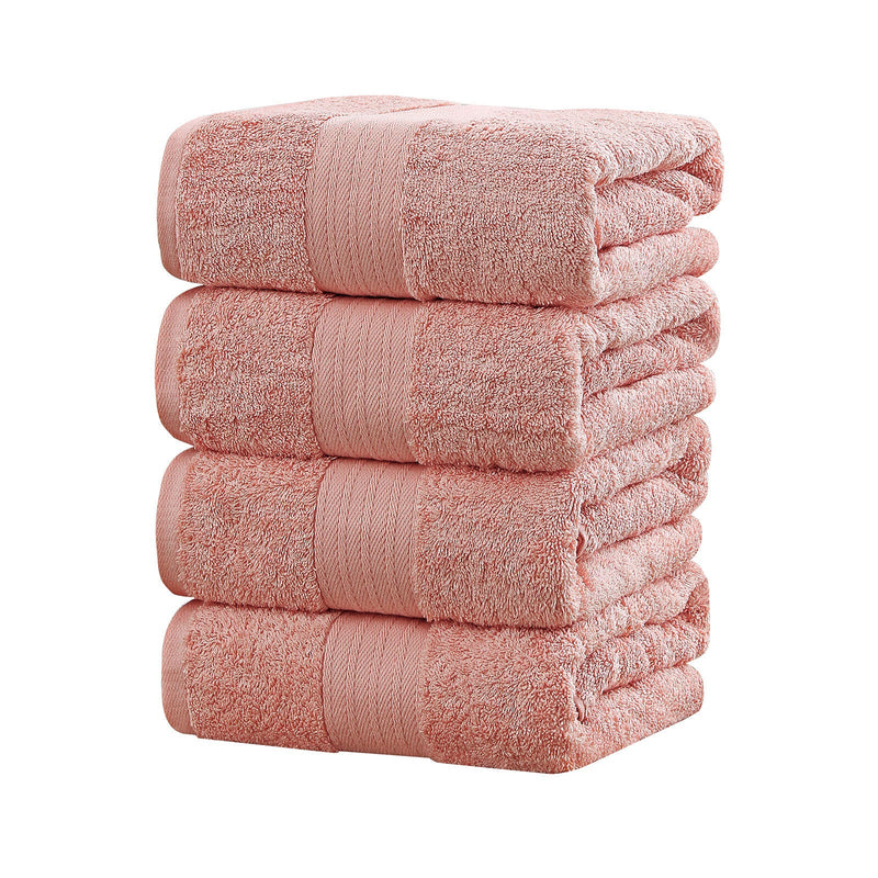 Linenland 4 Piece Cotton Bath Towels Set - Coral Payday Deals