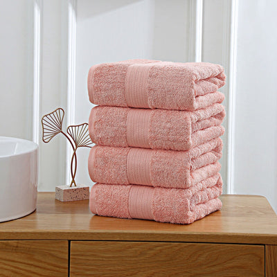 Linenland 4 Piece Cotton Bath Towels Set - Coral Payday Deals