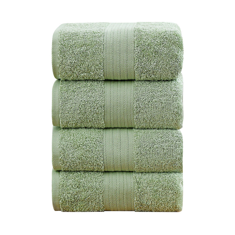 Linenland 4 Piece Cotton Bath Towels Set - Sage Green Payday Deals