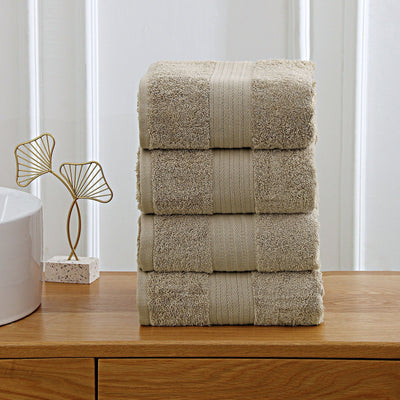 Linenland 4 Piece Cotton Bath Towels Set - Sandstone Payday Deals