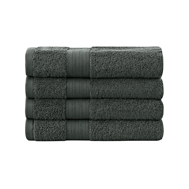 Linenland Bath Towel 4 Piece Cotton Hand Towels Set - Charcoal Payday Deals