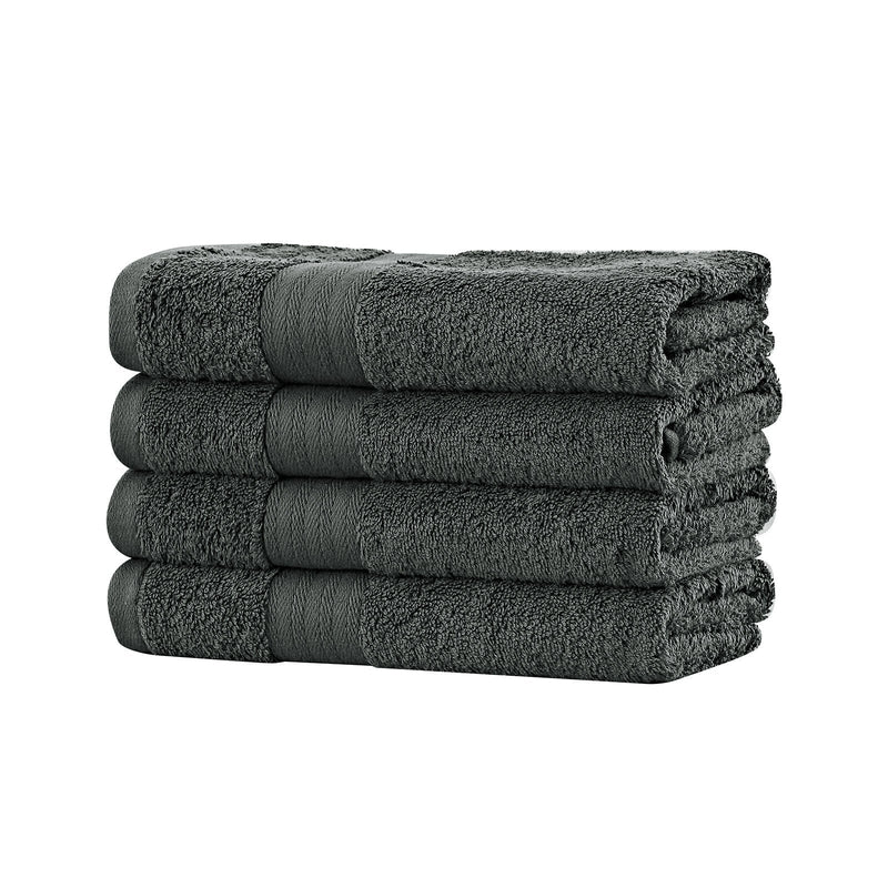 Linenland Bath Towel 4 Piece Cotton Hand Towels Set - Charcoal Payday Deals