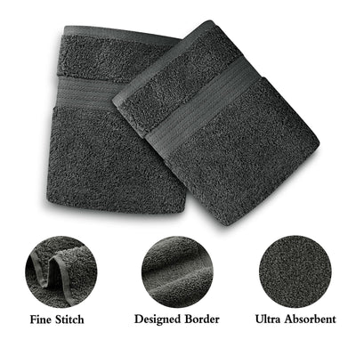 Linenland Bath Towel 4 Piece Cotton Hand Towels Set - Charcoal Payday Deals