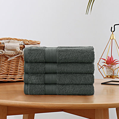 Linenland Bath Towel 4 Piece Cotton Hand Towels Set - Charcoal Payday Deals