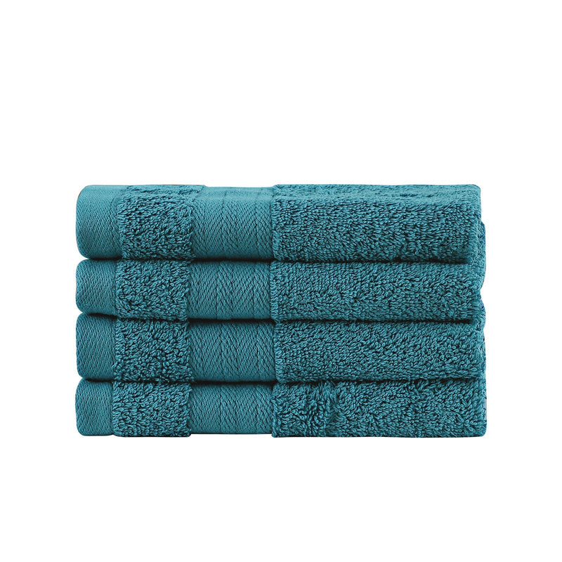 Linenland Bath Towel Set - 4 Piece Cotton Washcloths - Blue Payday Deals