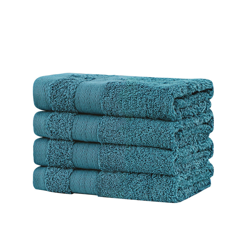 Linenland Bath Towel Set - 4 Piece Cotton Washcloths - Blue Payday Deals