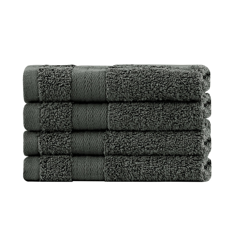 Linenland Bath Towel Set - 4 Piece Cotton Washcloths - Charcoal Payday Deals