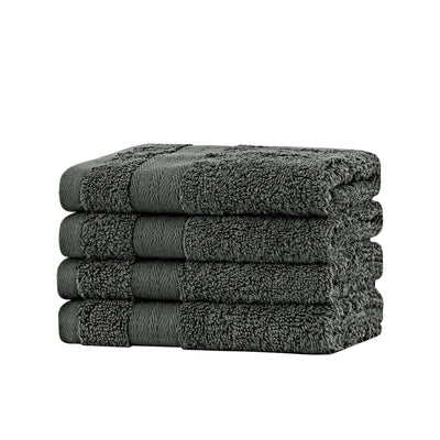 Linenland Bath Towel Set - 4 Piece Cotton Washcloths - Charcoal Payday Deals