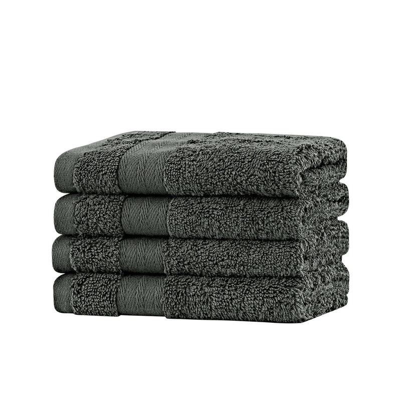 Linenland Bath Towel Set - 4 Piece Cotton Washcloths - Charcoal Payday Deals