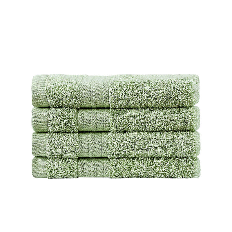 Linenland Bath Towel Set - 4 Piece Cotton Washcloths - Sage Green Payday Deals