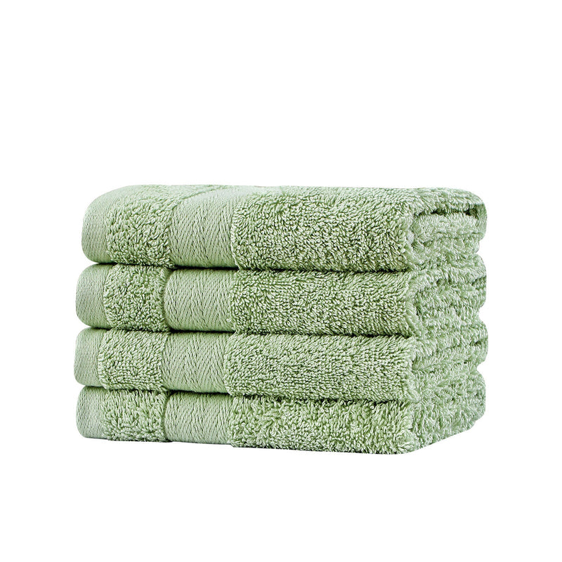 Linenland Bath Towel Set - 4 Piece Cotton Washcloths - Sage Green Payday Deals