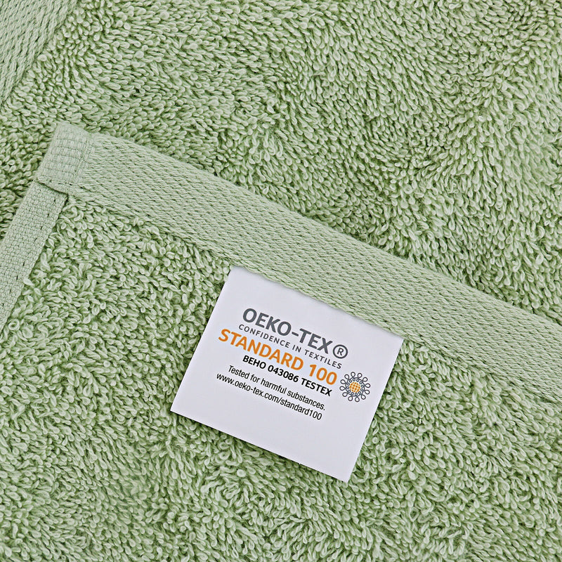 Linenland Bath Towel Set - 4 Piece Cotton Washcloths - Sage Green Payday Deals