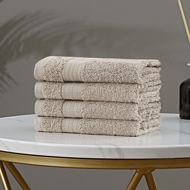 Linenland Bath Towel Set - 4 Piece Cotton Washcloths - Sandstone Payday Deals