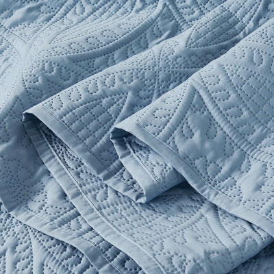 Lisbon Quilted 3 Pieces Embossed Coverlet Set-queen/double blue Payday Deals