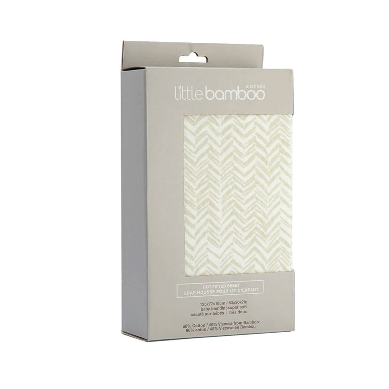 Little Bamboo Jersey Fitted Sheet Cot Size Herringbone Whisper Payday Deals