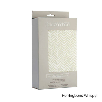 Little Bamboo Jersey Fitted Sheet Cot Size Herringbone Whisper Payday Deals