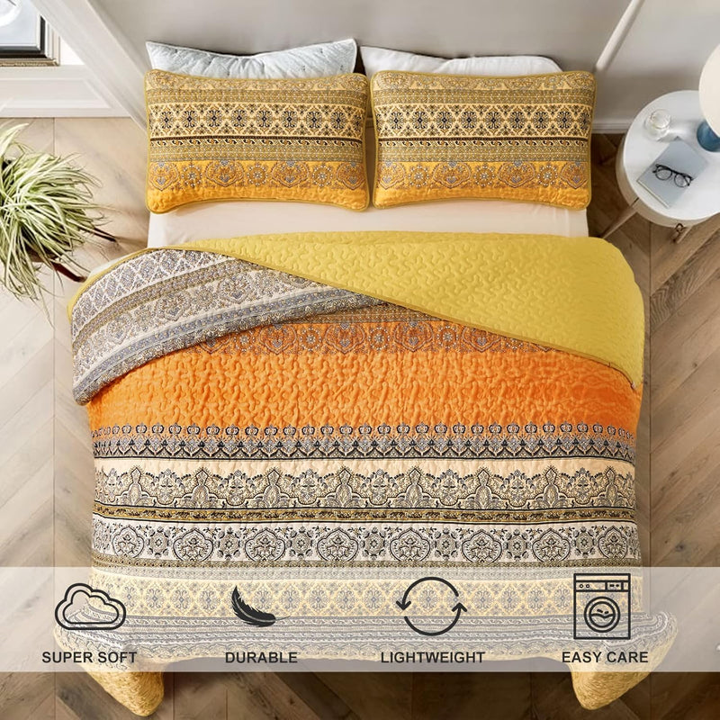 Lively Quilted bedspread and pillowcovers set: Add Vibrancy to Your Room - Queen size Payday Deals