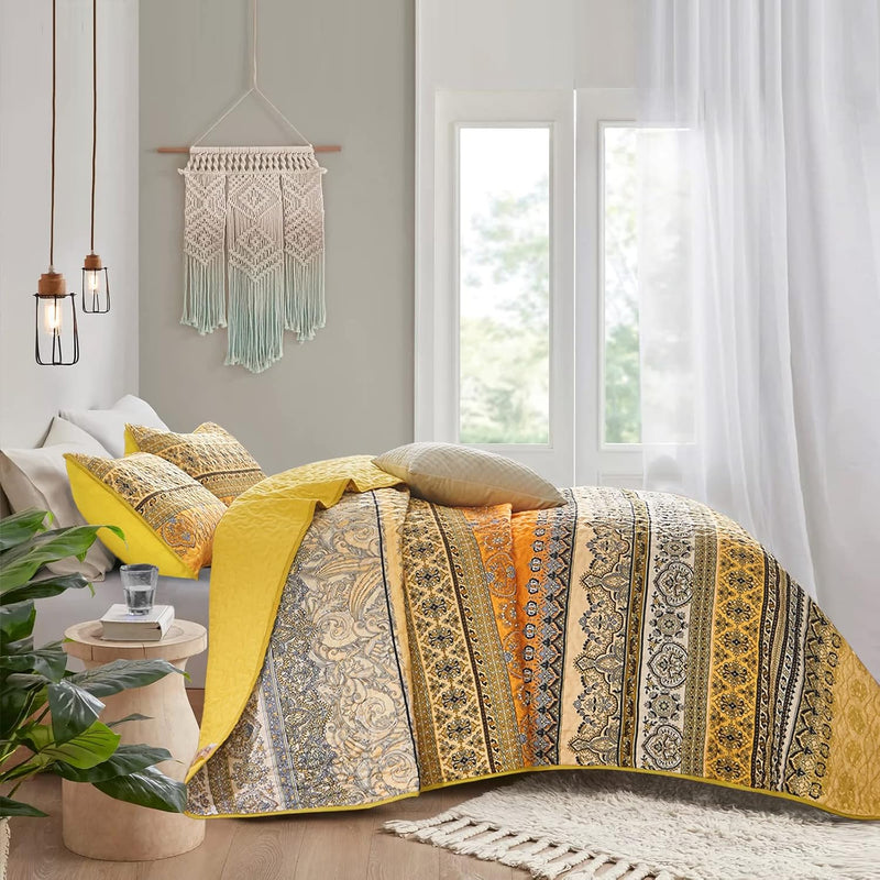 Lively Quilted bedspread and pillowcovers set: Add Vibrancy to Your Room - Queen size Payday Deals