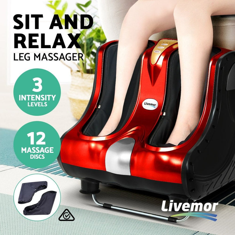 Livemor Foot Massager Shiatsu Ankle Calf Leg Massagers Circulation Enhancer Red Payday Deals