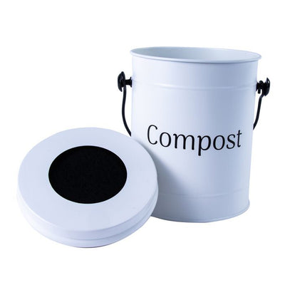 Living Today 5L Kitchen Bench Compost Waste Storage Bin - White Payday Deals