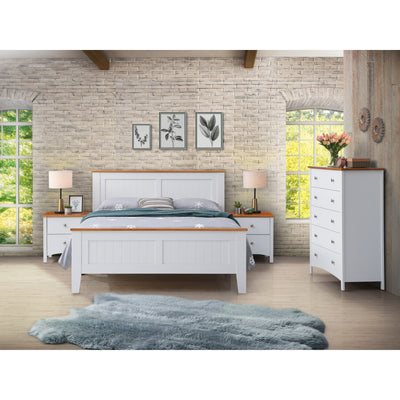 Lobelia 4pc Queen Bed Suite Bedside Tallboy Bedroom Furniture Package - White Payday Deals