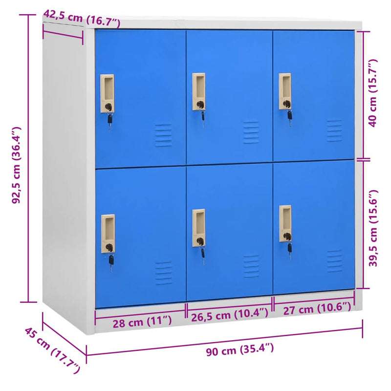 Locker Cabinet Light Grey and Blue 90x45x92.5 cm Steel Payday Deals