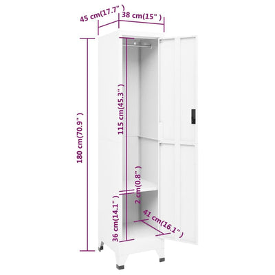 Locker Cabinet White 38x45x180 cm Steel Payday Deals