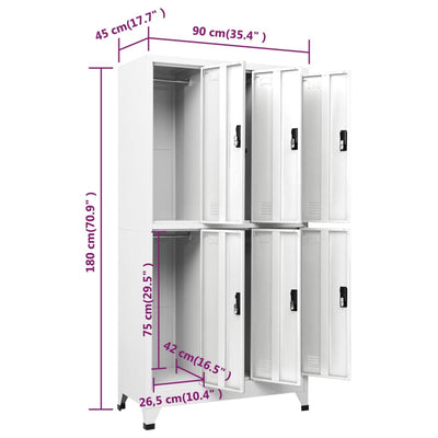 Locker Cabinet White 90x45x180 cm Steel Payday Deals