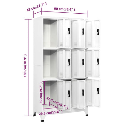 Locker Cabinet White 90x45x180 cm Steel Payday Deals