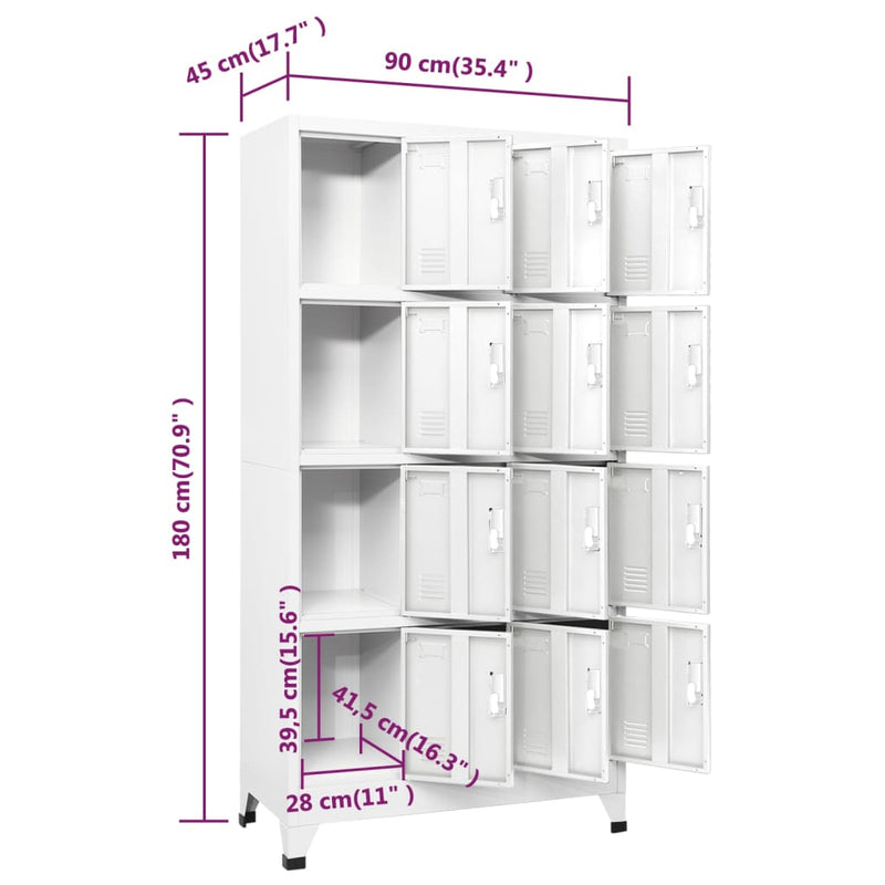 Locker Cabinet with 12 Compartments 90x45x180 cm Payday Deals
