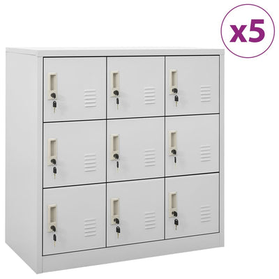 Locker Cabinets 5 pcs Light Grey 90x45x92.5 cm Steel