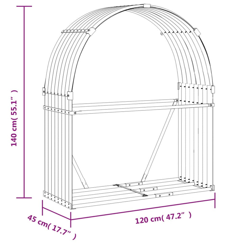 Log Holder Anthracite 120x45x140 cm Galvanised Steel Payday Deals