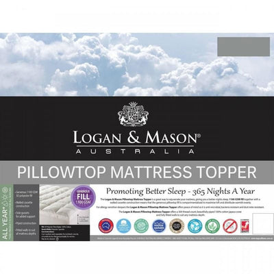 Logan and Mason 1100GSM Pillowtop Mattress Protector 50cm Wall Queen Payday Deals