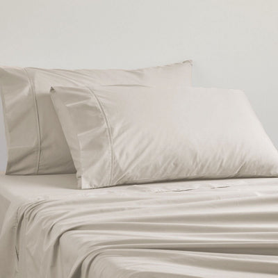 Logan and Mason 250TC 50% Polyester 50% Cotton Percale Sheet Set Linen 50cm Wall King Single