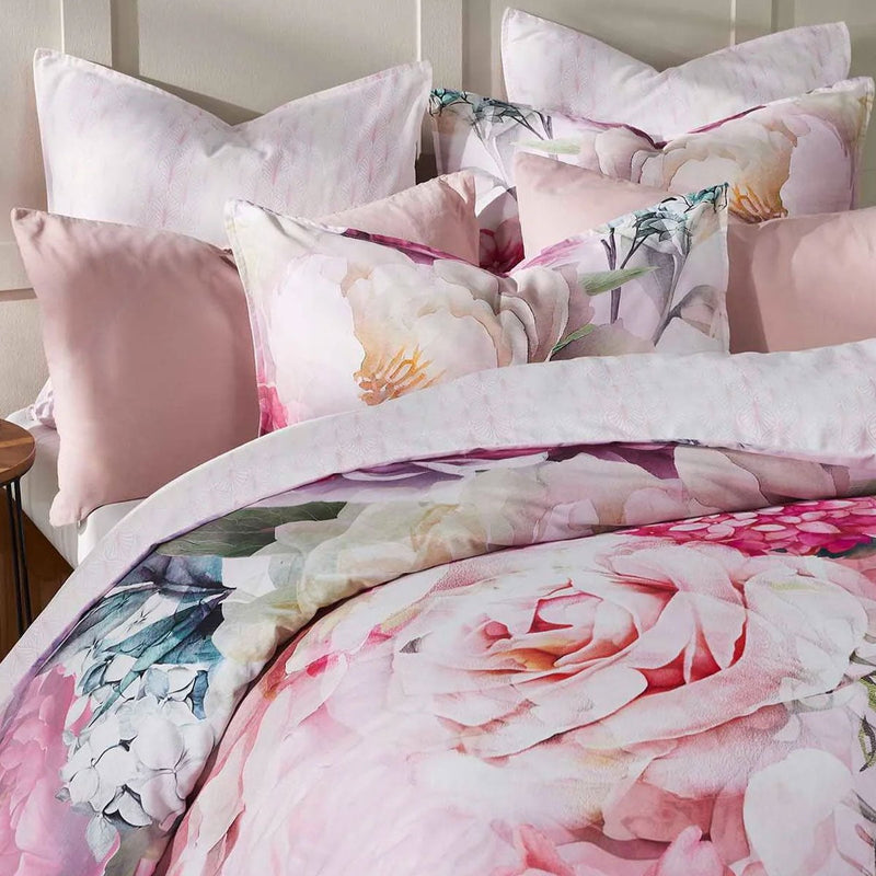 Logan and Mason 250TC Summer Daze Pink Cotton Sateen Quilt Cover Set Super King Payday Deals