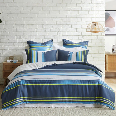 Logan and Mason 250TC Zayn Blue Cotton Sateen Quilt Cover Set King