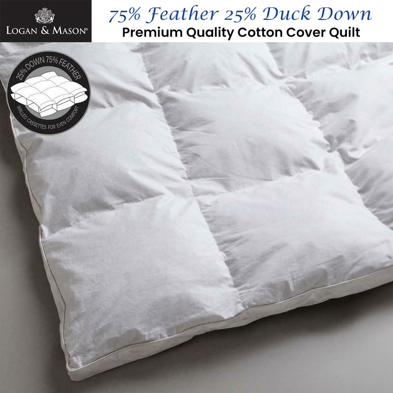 Logan and Mason 75% Feather 25% Duck Down Premium Quality Quilt King Payday Deals