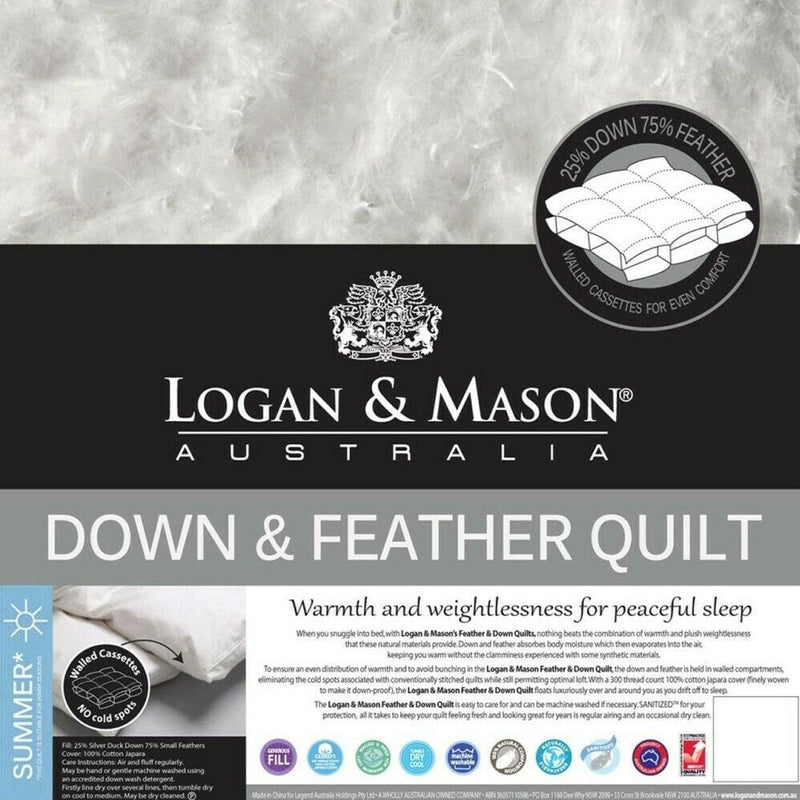 Logan and Mason 75% Feather 25% Duck Down Premium Quality Quilt King Payday Deals