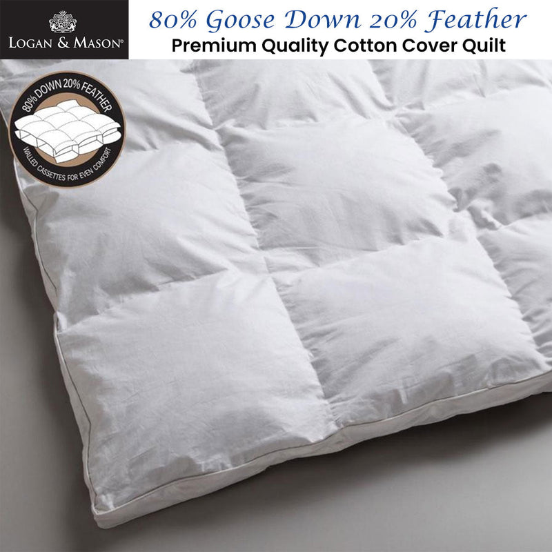 Logan and Mason 80% White Goose Down 20% Feather Premium Quality Quilt Super King Payday Deals