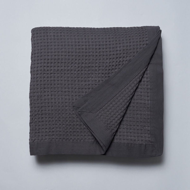 Logan and Mason Charcoal 100% Cotton Waffle Blanket Queen/King Payday Deals