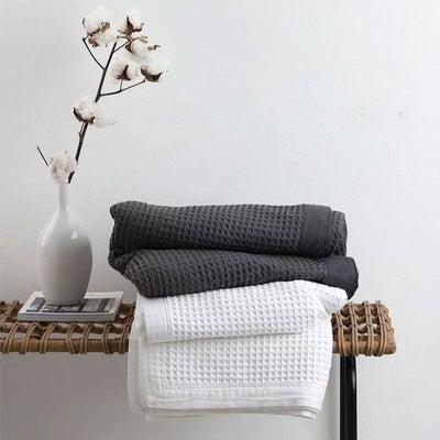 Logan and Mason Charcoal 100% Cotton Waffle Blanket Queen/King Payday Deals