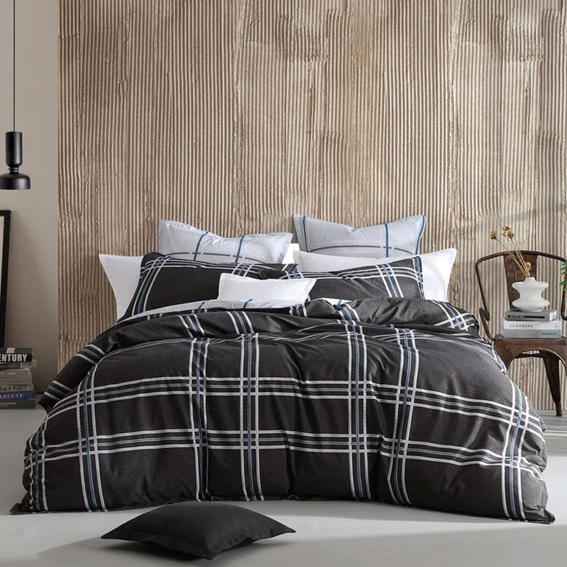 Logan and Mason Charlie Black Quilt Cover Set King Payday Deals