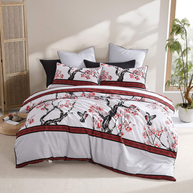 Logan and Mason Kyushu Red Cotton-rich Percale Print Quilt Cover Set King Payday Deals