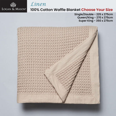 Logan and Mason Linen 100% Cotton Waffle Blanket Queen/King Payday Deals